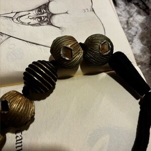 RARE Ugo Correani Runway Choker. Gold/Black Brutalist Silk-Cord Bead Necklace